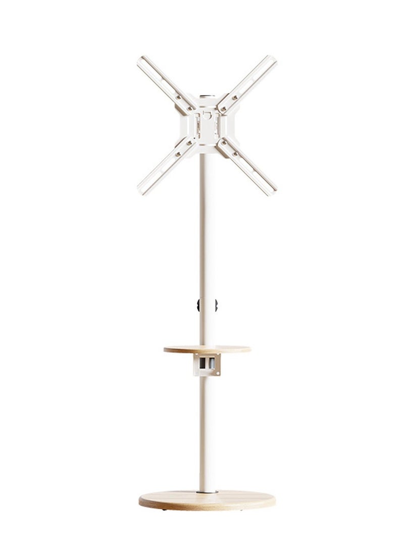 FlashHawk Wooden Floor Monitor Stand with Tray and Wheels – Fits 14–43 Inch Screens – Max Load 20kg - Image 1